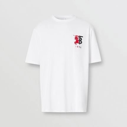 Domestic Sales Agent for Burberry/Burberry Men's Cavalry+Tb Double Logo Short-Sleeve T-Shirt 8076848