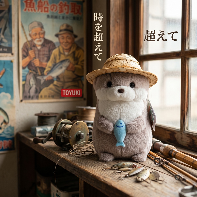 Toyuki Otter Fisherman Amuse Fishing Gear Good Luck Pendant Gift for Boys Plush Toy Doll