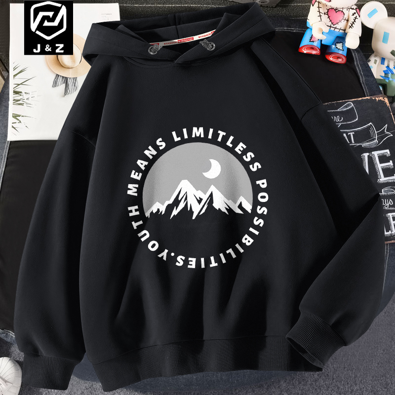 Black Hooded Oversize Sweatshirt 2026 Autumn New Thin Jacket for Teenagers Men Trendy High-End Hoodie