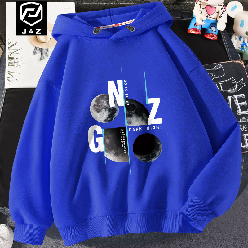 Pure Cotton American Klein Blue Hooded Sweatshirt for Men 2026 New Autumn Trendy Large Size Sports Hoodie Jacket
