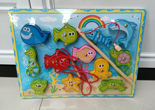 Children's baby magnetic fishing toys three-dimensional puzzle matching threading building blocks children's educational toys mixed batch