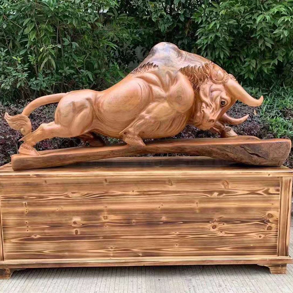 Fragrant Camphor Wood Carving Pendulum of Bull Gas Rinthong Turtle Wood Engraving Craft Gift Swaying home Decorative Flowers Pear Wood Cliff Bergen Sculpture