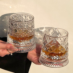 Light Luxury and High-End Diamond Whiskey Glass, Rotating Glass, Tumbler, Stress-Relief Crystal Wine Glass, Beer Glass