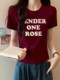 Burgundy Short Round Neck Style Short-Sleeved T-Shirt for Women European Station 2025 Summer New Slim Zodiac Year T-Shirt