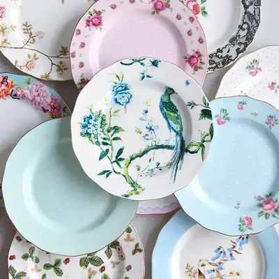 Anna 16 points bone china English afternoon tea dessert snack plate ceramic cake plate European western breakfast dish