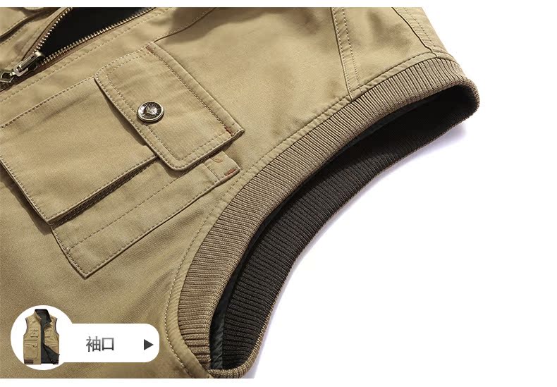 Áo vest hai mặt ngoài trời chụp ảnh nam câu cá vest nhiều túi mùa thu và mùa đông giải trí vest vest cotton áo khoác mùa hè nam
