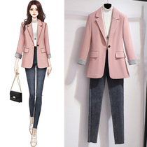Late autumn high-end temperament goddess fan clothes suit fashion royal sister Lady professional autumn suit two-piece suit