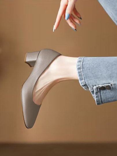 soft sole ! Super Comfortable Women's Spring Shoes Made of Genuine Sheepskin, Granny Shoes with Square Heels, Soft Soles, Ultra-Soft, Non-Abrasive High Heels