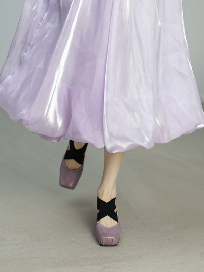 French-Style Stunning Washed Horsehide Mary Jane Shoes Paired with Skirts, Women's Shoes, Purple Pig Nose Ballet High-Heeled Shoes for Women