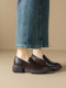 Running Around Won'T Tire You Out! soft sole ! Retro Jk British-Style College Velvet-Lined Round-Toe Flats, Genuine Leather Thick-Soled Loafers for Women