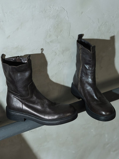 Highly Recommended! Super Soft Sole Calfskin Leather Martin Boots for Women, British Style, Size 40, Vintage Genuine Leather Mid-Heel Chelsea Short Boots