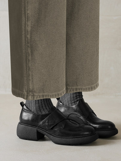 Original High-End Version, Extremely Comfortable soft sole Ultra-Soft Sheepskin Retro Chunky Heel Loafers for Women, Thick-Soled Round-Toe Shoes