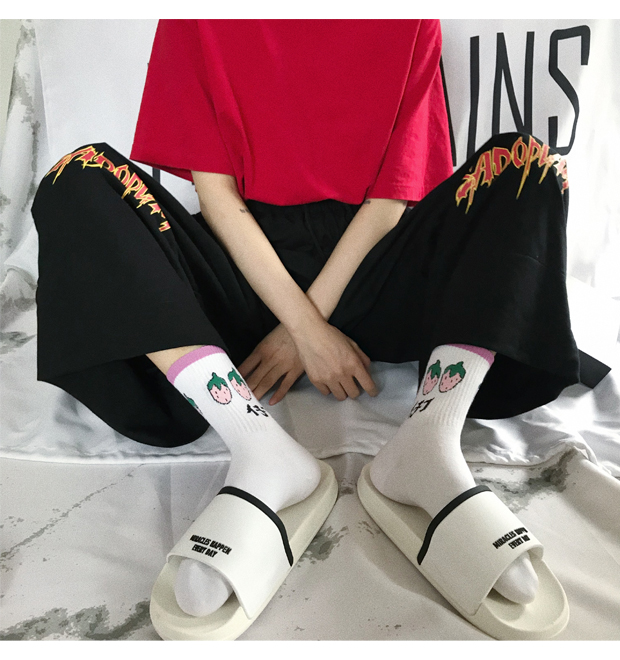 Vớ Hàn Quốc vớ sọc ngọt ngào chuối dâu anh đào vớ trái cây vớ ngắn vớ cotton vớ nữ đại học gió tất nữ cổ ngắn