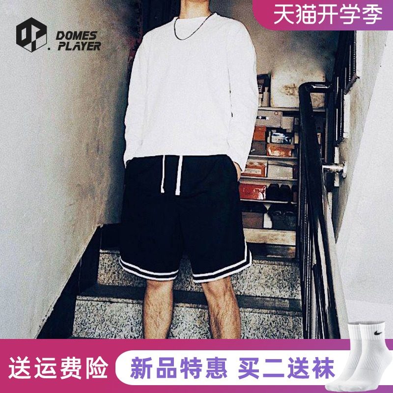 DNA basketball shorts women's men's sweatpants casual five-point pants black and white solid color simple classic fitness running pants