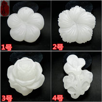 Natural Afghanistan Jade White Jade Flower Shaped Pendant Rose Jade Pendant Woman Money Chain Pendant Accessories Jade Peu Jade Pendant