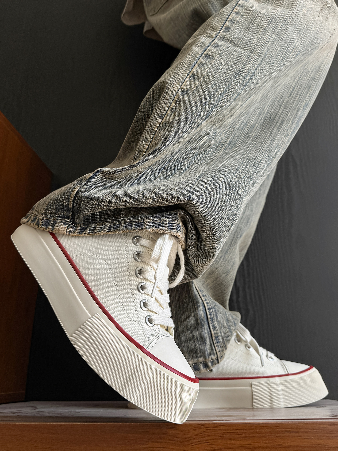 Faneshe Cleanfit【Invisible Height Increase of 7Cm】Summer Breathable 1970S Canvas Shoes for Men Thick-Soled Height-Increasing Sneakers
