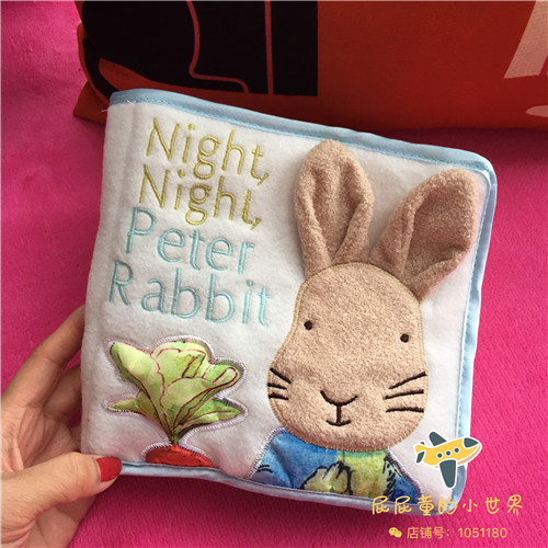 Foreign trade English cloth book rabbit embroidery soft thickened scene book sound paper plush solid ear cloth book