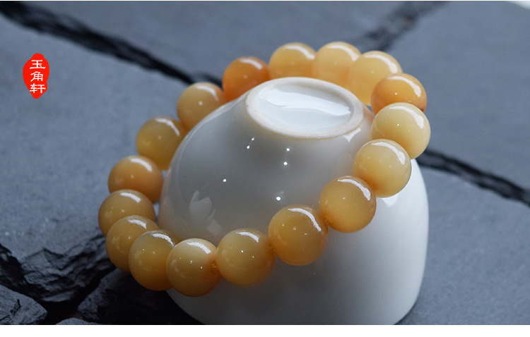 Vàng tự nhiên lụa sừng bò vòng đeo tay Vòng tay hạt 12 mm Qingliang Liangxue gió quốc gia Tây Tạng - Vòng đeo tay Cuff đá thạch anh tóc vàng