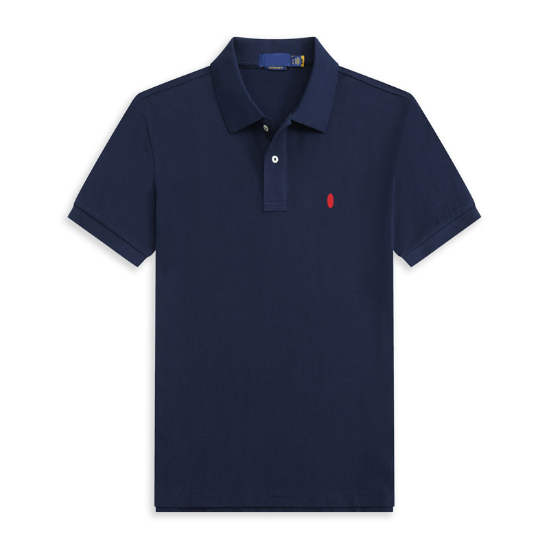 Summer New Men's Short-Sleeve T-Shirt, Large Size, Loose Fit, Solid Color, Collared Shirt, Casual Half-Sleeve, Pure Cotton T-Shirt, Summer Embroidered Logo