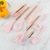 Baby food supplement rose gold handle silicone kitchenware set silicone cooking spatula eight sets kitchen utensils spatula