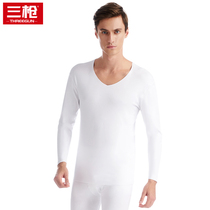 Three shots bottomless underwear male Modal cotton V-neck cotton sweater warm autumn clothing Monel light shirt