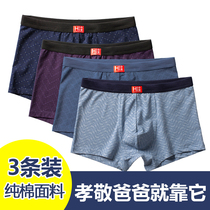 Hua Youyuan middle-aged and elderly boxer mens father underwear cotton loose shorts head youth elastic flat leggings