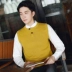 Áo len không tay nam cổ tròn Phiên bản hàn quốc mùa thu đông len vest vest áo len đan vest nam triều đại học gió áo vest khoác nam Dệt kim Vest