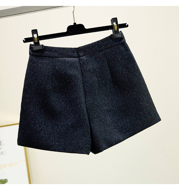 Quần short len ​​đen nữ mùa thu đông 2018 phiên bản mới của Hàn Quốc diện quần lửng ống rộng ống rộng mặc hoang dã quần ngắn nữ