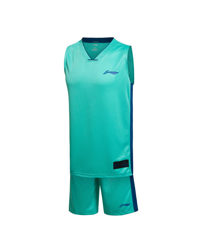 Li Ning đồng phục bóng rổ phù hợp với nam giới mùa hè mới nhanh chóng làm khô vest nhẹ thở quần short ngắn tay thể thao cạnh tranh phù hợp với bộ gió adidas