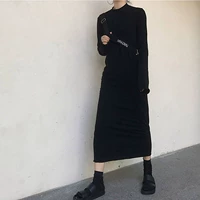 Брендовый лонгслив, платье, свободный прямой крой, высокий воротник