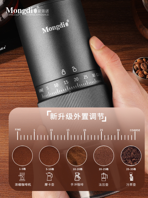 Mongdio Electric Coffee Grinder Steel Core Coffee Bean Grinder Italian Hand Grinder Coffee Machine Hand Brewing Grinding Tool