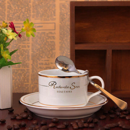 European Ceramic Cup, Coffee Cup, Creative Coffee Cup, Simple Coffee Cup and Saucer Set, English Black Tea Cup