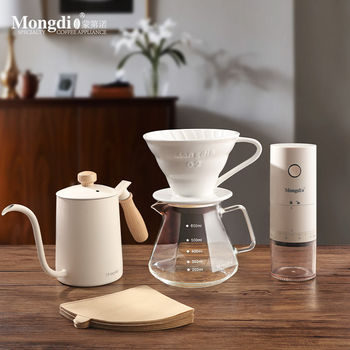 Mongdio Hand-Brewed Coffee Pot Set Ceramic Coffee Filter Cup V60 Filter Sharing Pot Home Hand-Ground Coffee Machine