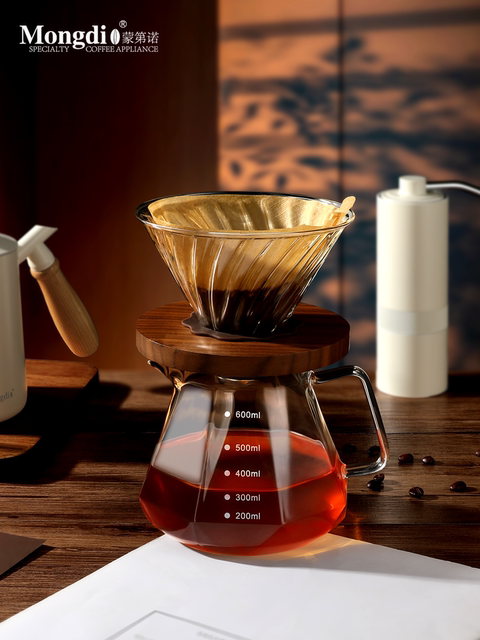 Mongdio Pour-Over Coffee Maker Set V60 Glass Filter Cup Pour-Over Funnel Coffee Maker Camping Equipment