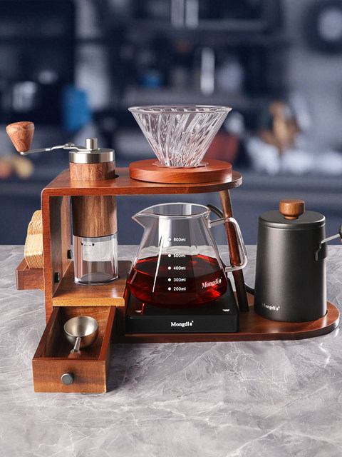 Mongdio Hand-Brewed Coffee Pot Storage Stand Set Hand Grinder Coffee Machine Hand-Cranked Coffee Grinder Coffee Utensils