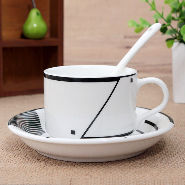 European Ceramic Cup, Coffee Cup, Creative Coffee Cup, Simple Coffee Cup and Saucer Set, English Black Tea Cup