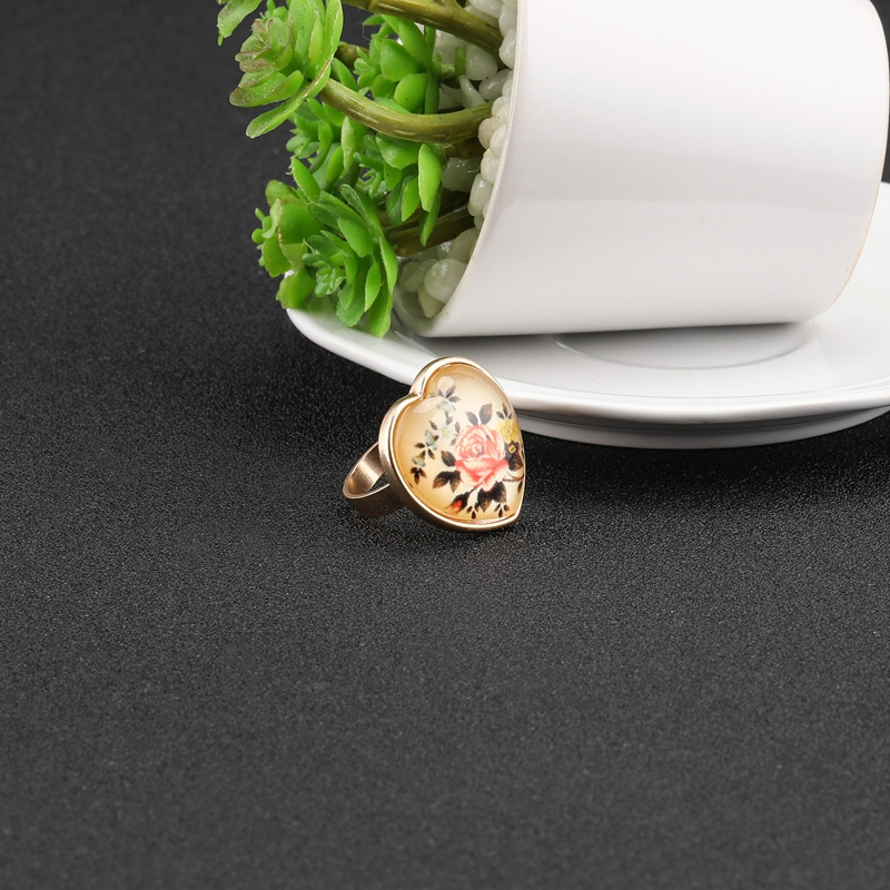 Trang sức Nhật Bản và Hàn Quốc hình học đơn giản hình trái tim rhinestone dễ thương hoang dã cá tính nam và nữ nhẫn nhẫn đặt mẫu nhẫn cưới đẹp 2020