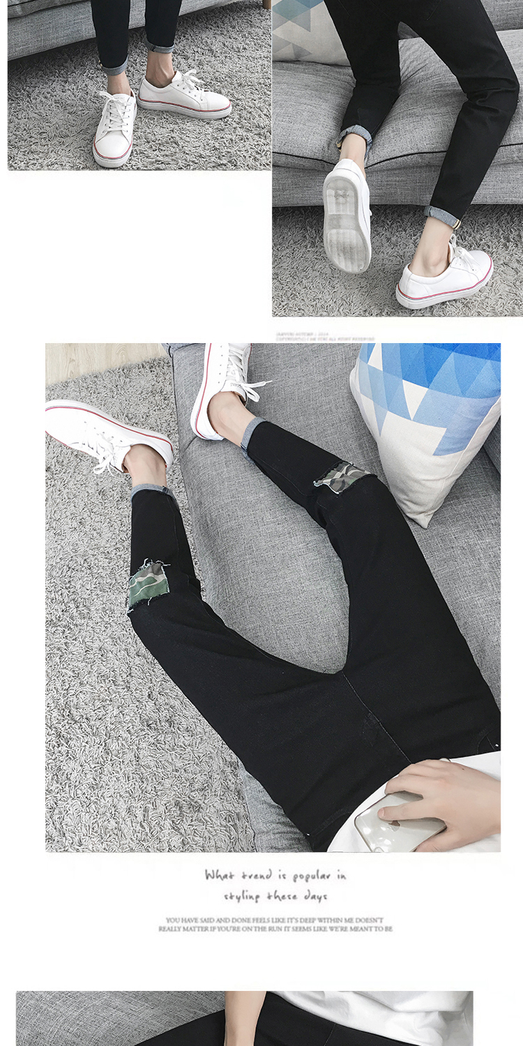 Mùa thu chín điểm quần jeans nam chân thon thanh niên quần hoang dã phiên bản Hàn Quốc của xu hướng quần 9 quần jean nam hàng hiệu