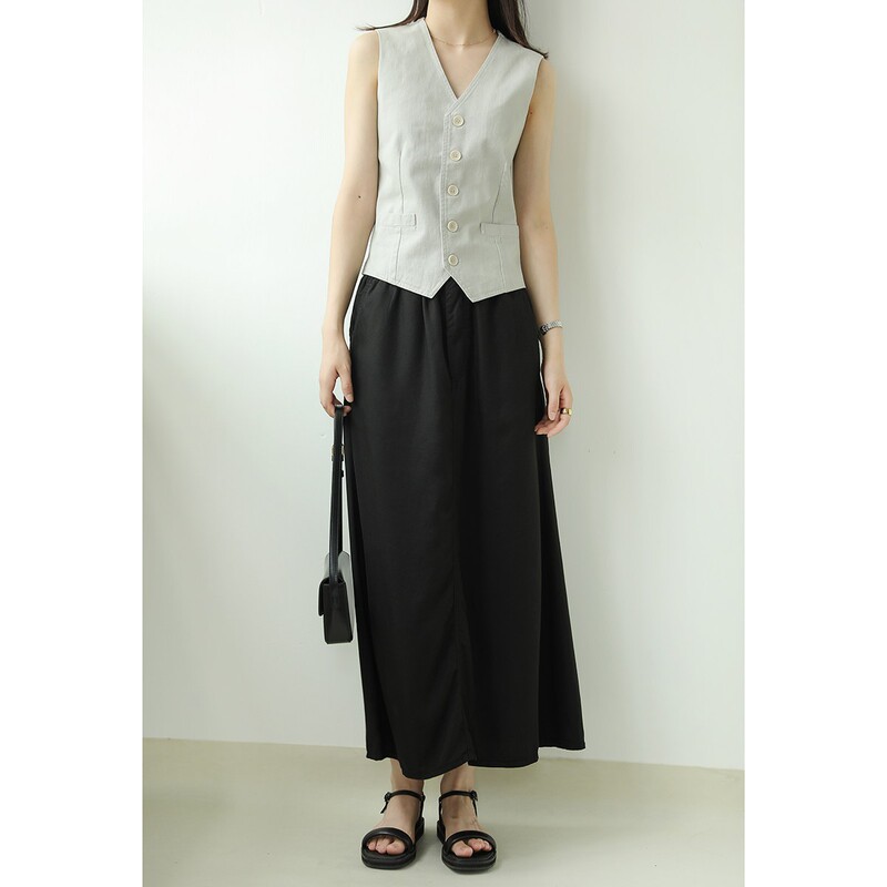 D3 3-Color Elegant and Casual Skirt with a Dynamic Hem, Smooth and Flowing, Hip-Covering and Slimming, Elastic Waist A-Line Denim Skirt