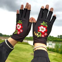 Drain Two Finger Gloves Womens Thin Elastic Summer Sun Protection Breathable Drive Riding Anti-UV Elegant Fashion Square Dance