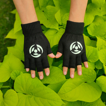 Luminous touch screen half finger glove mens autumn winter touch screen point glue anti-slip bike cartoon cartoon order for students to keep warm and leak