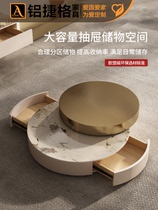 Italian light luxury revolving coffee table for small apartments modern simple solid wood cabinets home size creative lacquered tea tables