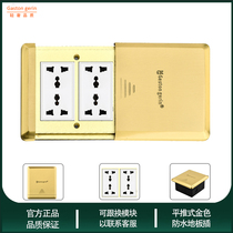 Melan Full Copper Flat Push Sliding Cover Type Waterproof Ground Socket Six Holes Multifunction Three-Three Holes twelve Holes Ground Floor Insert
