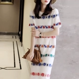 Летнее трикотажное дизайнерское трикотажное платье для отдыха, юбка, французский стиль, изысканный стиль, тренд сезона