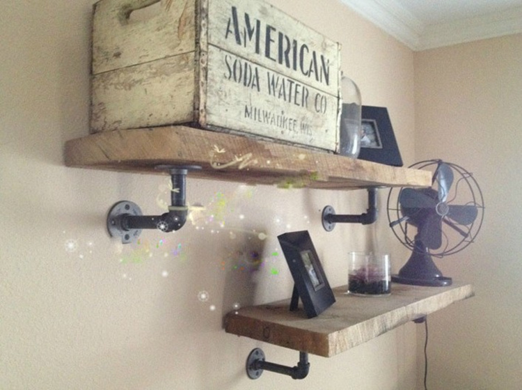 Retro-made old industrial windy and beautiful rural iron shelf shelf wall decoration partition