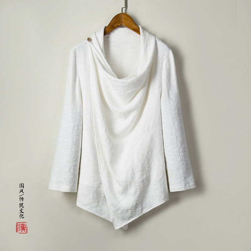 Quần áo cotton và vải lanh Trung Quốc Hanfu nam lỏng lẻo phong cách retro quần áo thiền định Quần áo áo choàng Đạo giáo áo choàng áo choàng Quần áo trà Zen - Áo khoác đôi