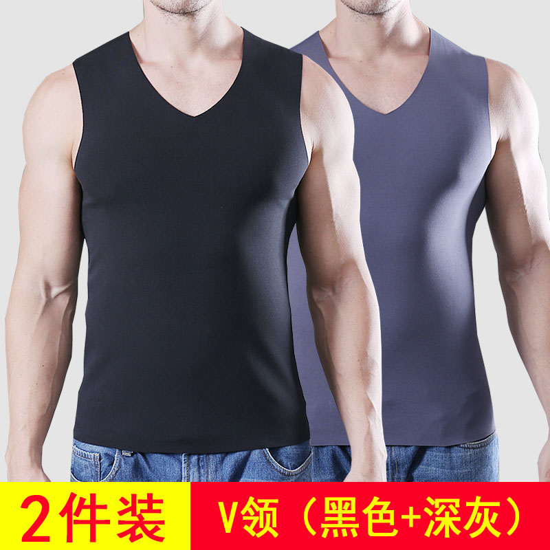 Không có dấu ấm vest nam mùa thu và mùa đông cộng với nhung cộng với tay dày bottomshirt mặc mặc đồ lót đàn ông tóc mặc cơ thể mòn.