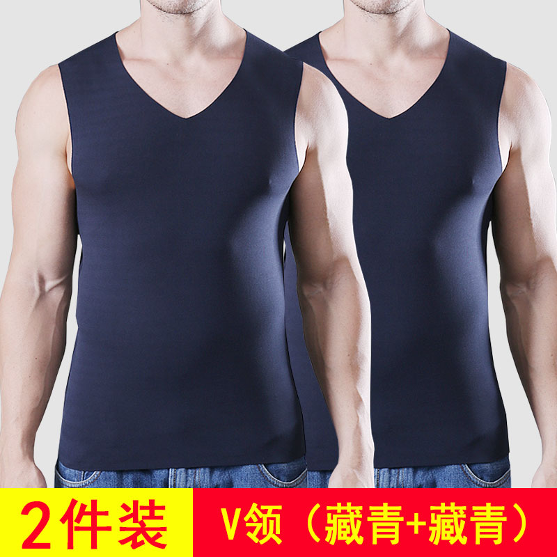 Không có dấu ấm vest nam mùa thu và mùa đông cộng với nhung cộng với tay dày bottomshirt mặc mặc đồ lót đàn ông tóc mặc cơ thể mòn.