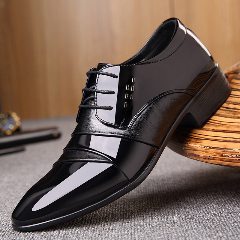 Leather shoes men's leather business spring men's shoes British Korean version tide small black warm men's leather shoes casual shoes men