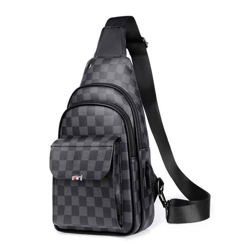 Chest Bag Men's Leather Shoulder Messenger Bag Small Bag Fashion Waist Bag Large Capacity Trendy Brand Casual Backpack Light Luxury Trendy